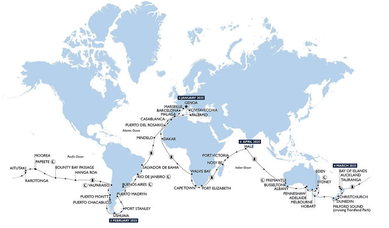 Msc, il giro del mondo in crociera in 121 giorni: 46 tappe in 21 Paesi.